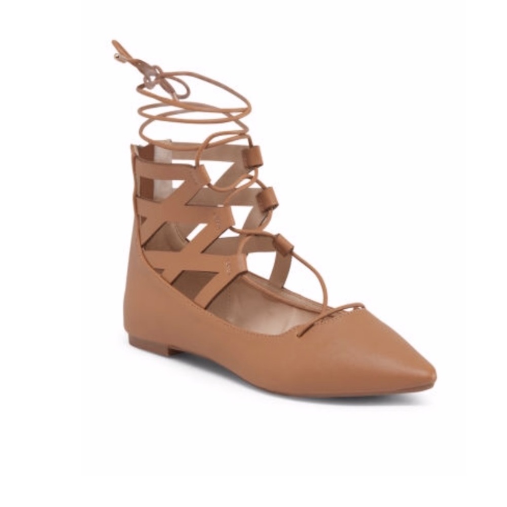 Lace Up Nude Flats